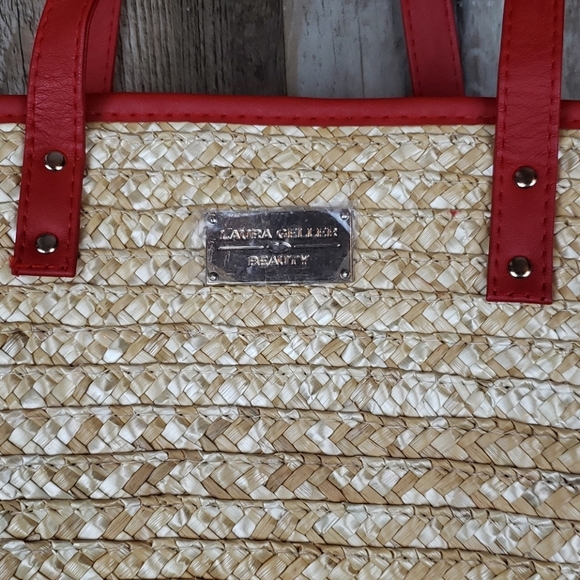NWOT Laura Geller Beauty Red/Straw bag - Picture 2 of 8